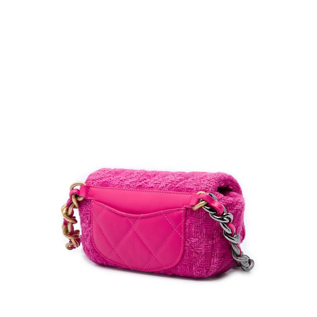 Chanel Tweed 19 Belt Bag Pink Tweed Very good - Back View