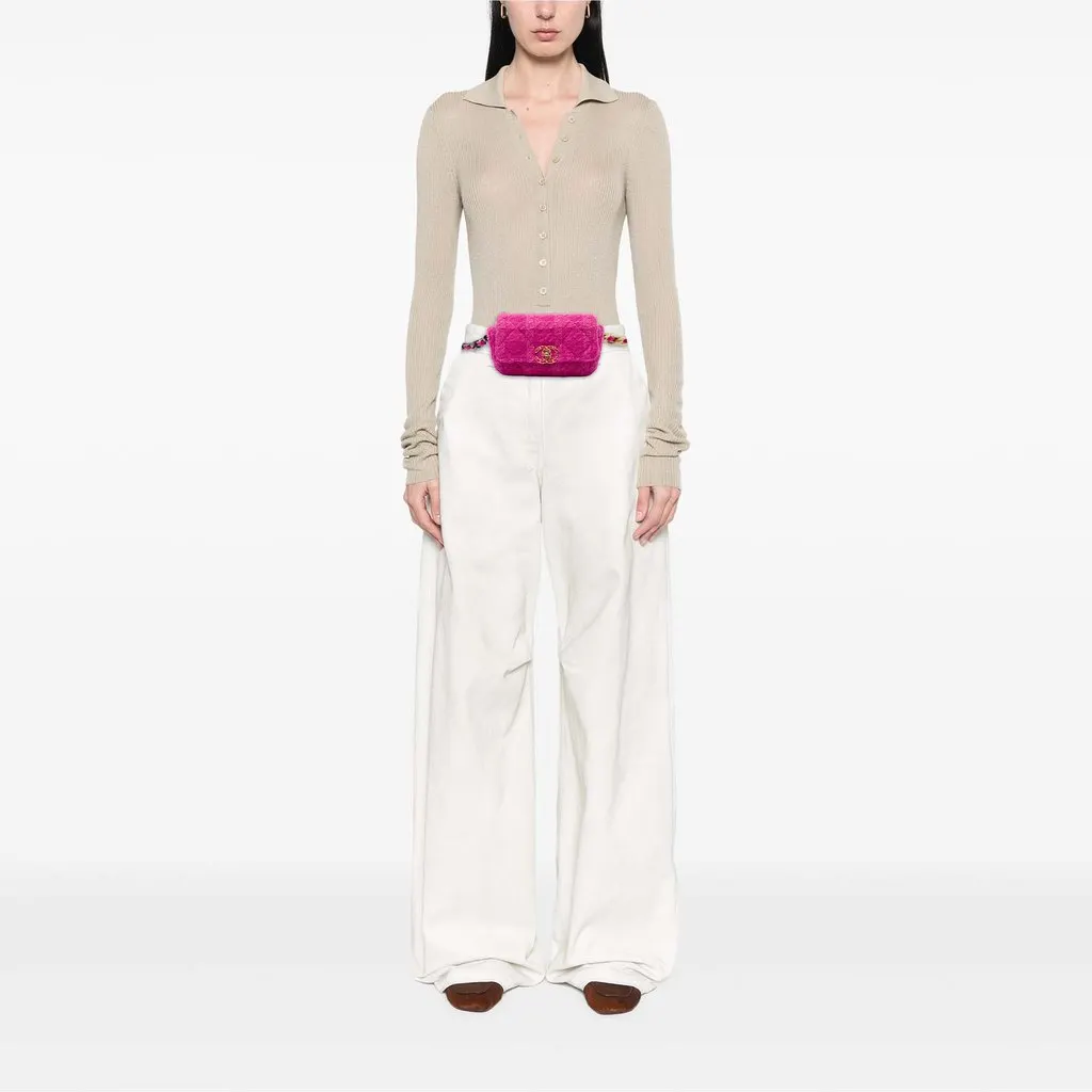 Chanel Tweed 19 Belt Bag Pink Tweed Very good - Box View
