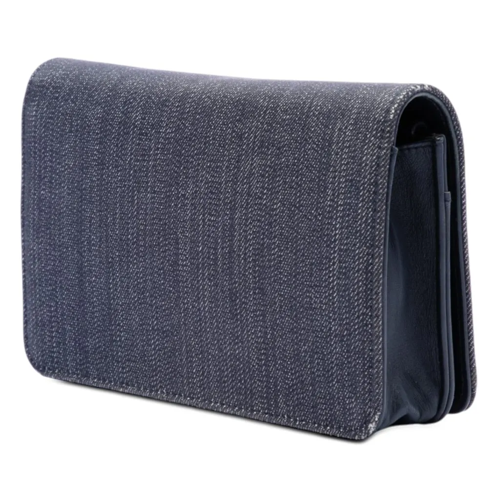 Chanel Denim Deauville Wallet On Chain Blue Very good - Back View