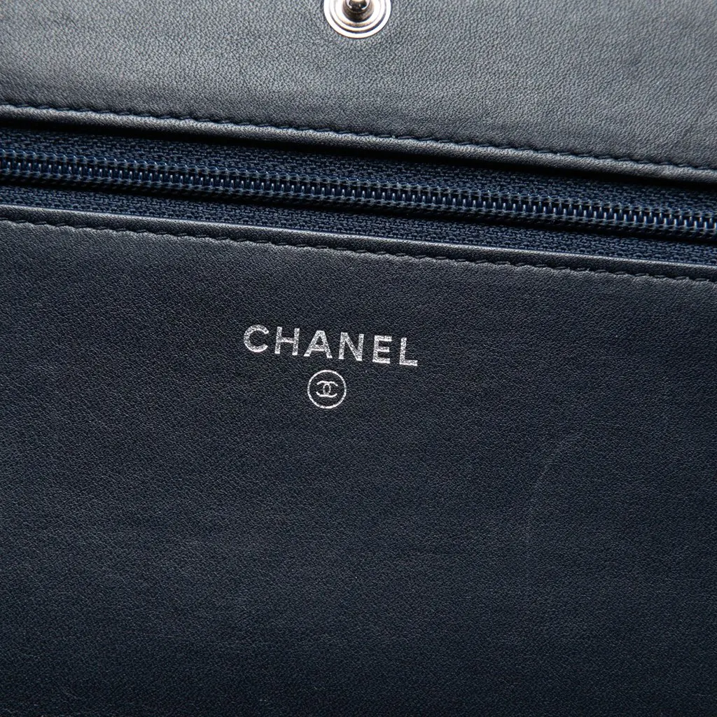 Chanel Denim Deauville Wallet On Chain Blue Very good - Box View