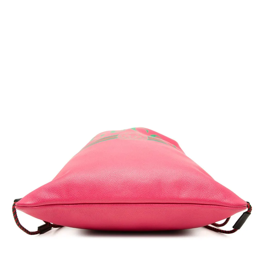 Gucci Leather Logo Drawstring Backpack Pink Leather Very good - Inside View
