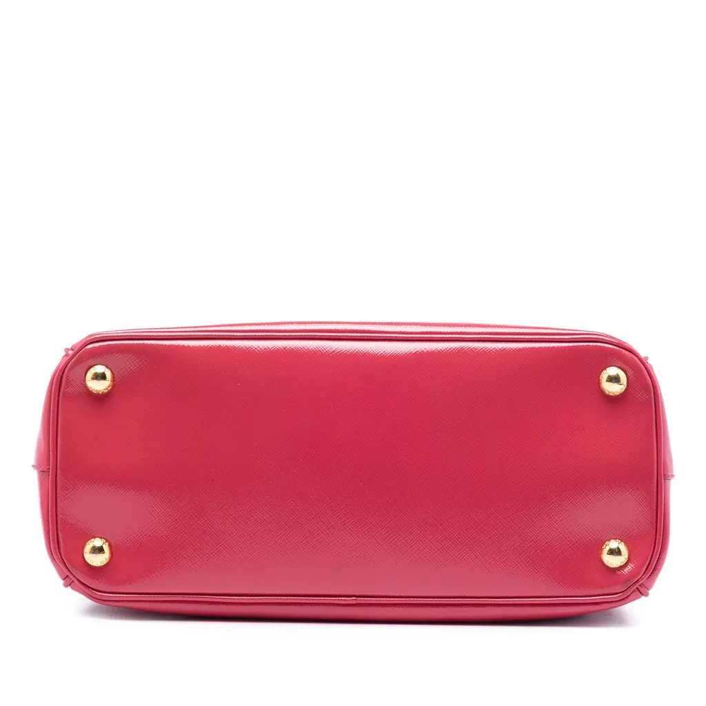 Prada Small Saffiano Vernice Galleria Double Zip Satchel Pink Leather Very good - Inside View