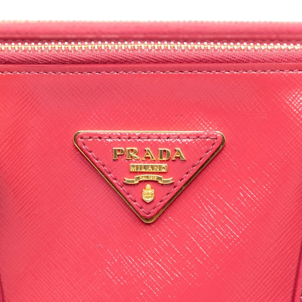 Prada Small Saffiano Vernice Galleria Double Zip Satchel Pink Leather Very good - Box View