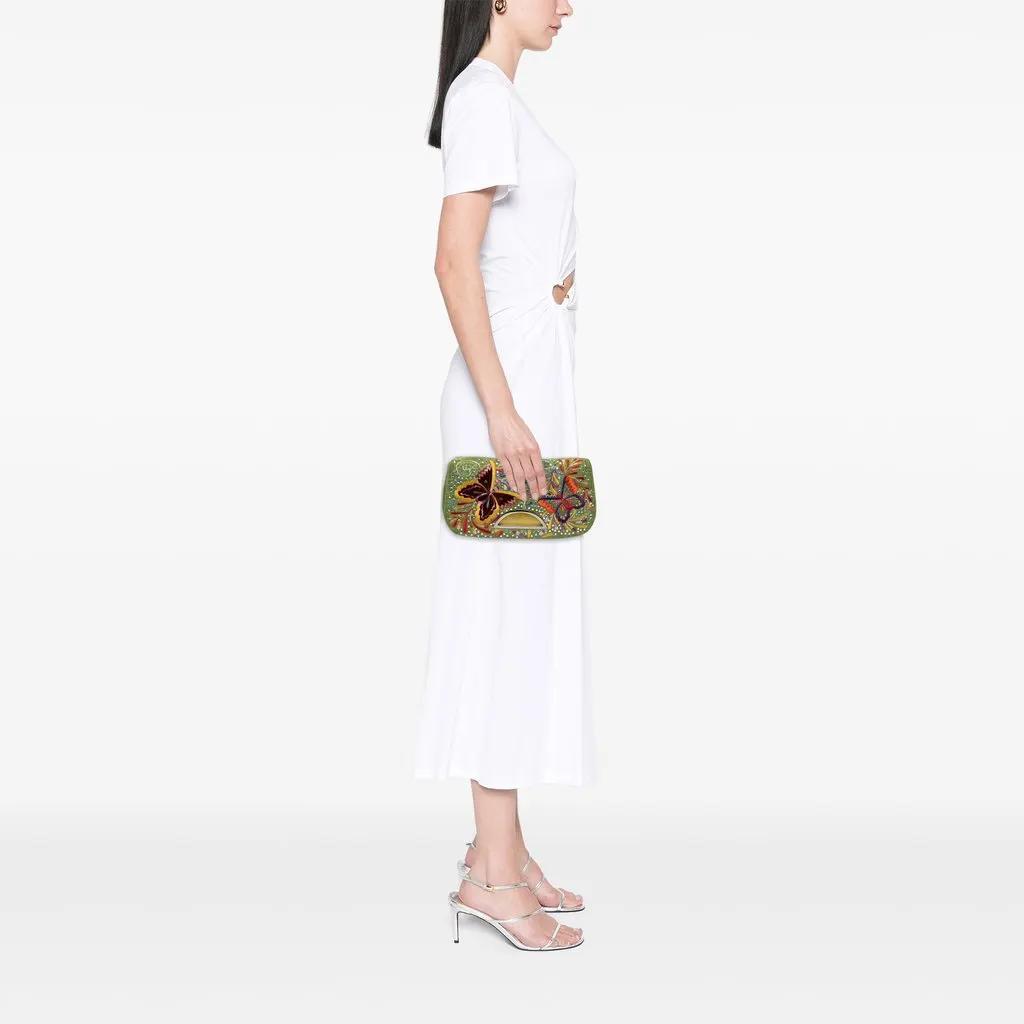 Dior Canvas Embroidered Butterfly Malice Clutch Green Canvas Good - Box View