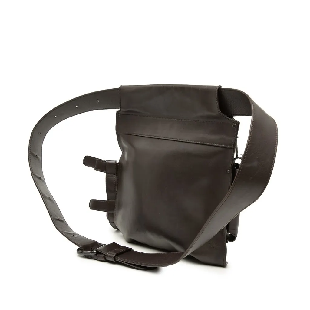 Bottega Veneta Intrecciato Trimmed Nappa Utility Belt Bag Brown Leather Very good - Back View