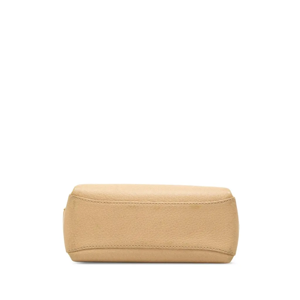 Gucci Grained Calfskin Bamboo Handbag Beige Leather Good - Inside View