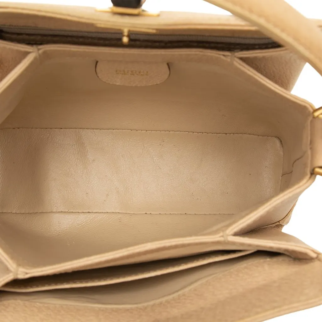 Gucci Grained Calfskin Bamboo Handbag Beige Leather Good - Model View
