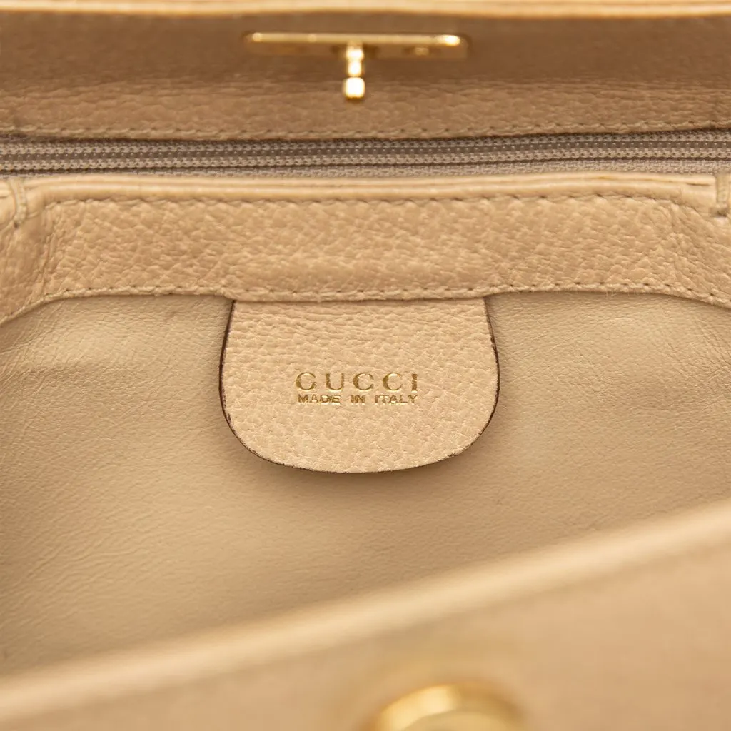 Gucci Grained Calfskin Bamboo Handbag Beige Leather Good - Box View