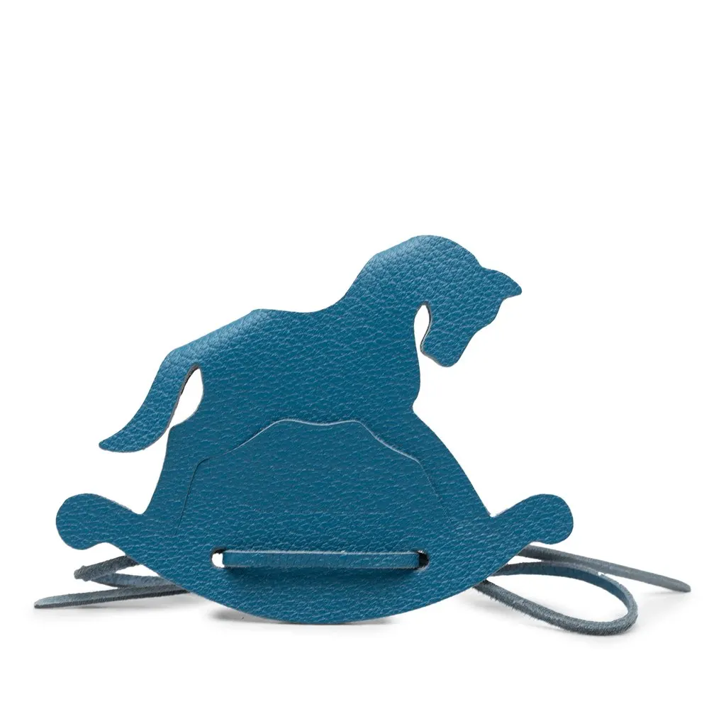 Hermès Evercolor Petit H Cheval A Bascule Charm Blue Leather Very good - Front View