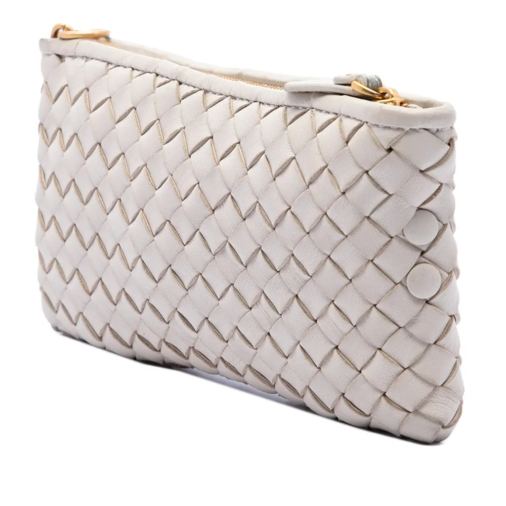 Bottega Veneta Nappa Intrecciato Pouch On Strap White Leather Very good - Back View