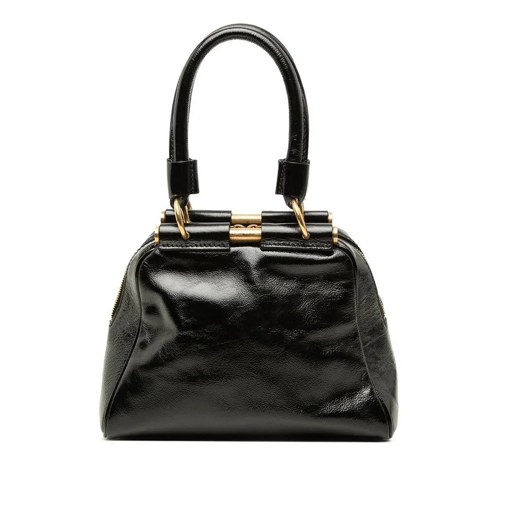 Saint Laurent Small Patent Majorelle Handbag Black Leather Very good - Front View