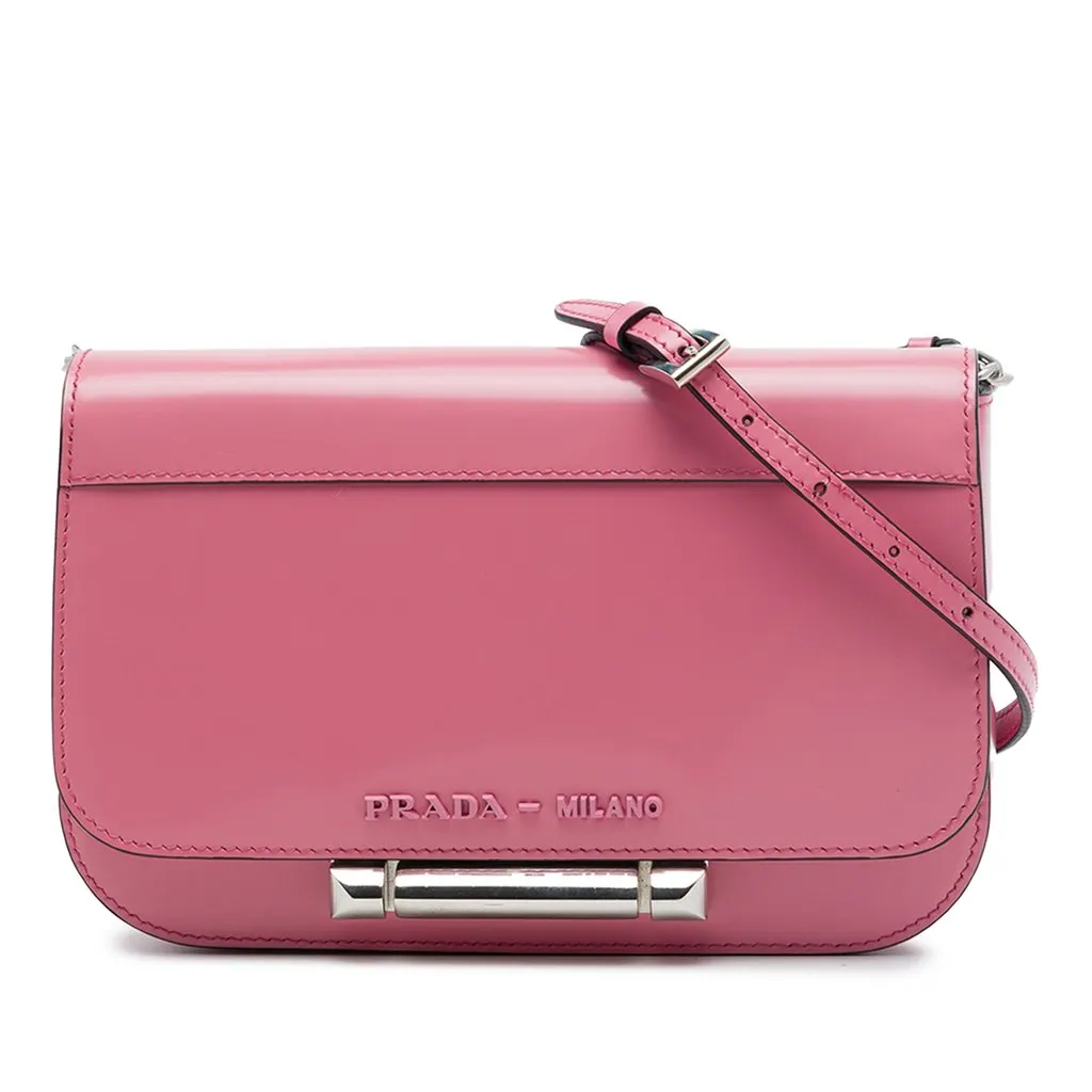 Prada Spazzolato Leather Sybille Flap Crossbody Pink Leather Very good - Front View