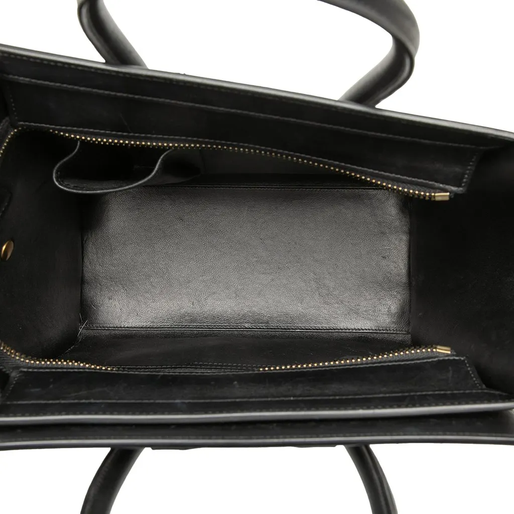 Celine Micro Tricolor Nubuck and Calfskin Luggage Tote White Leather Very good - Model View