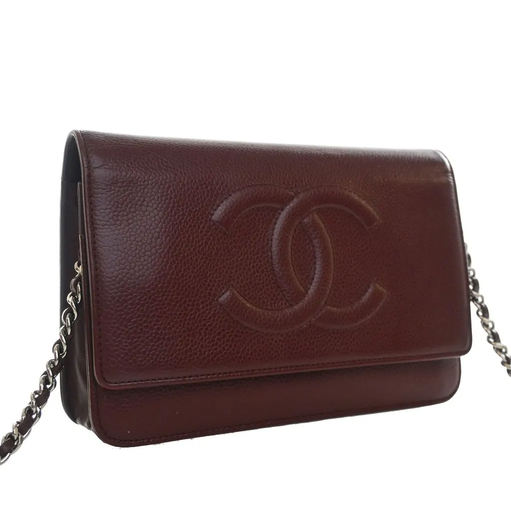 Chanel CC Caviar Wallet On Chain Red Leather Very good - Back View