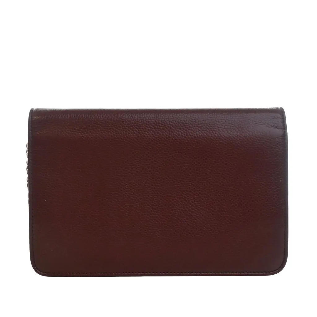Chanel CC Caviar Wallet On Chain Red Leather Very good - Model View