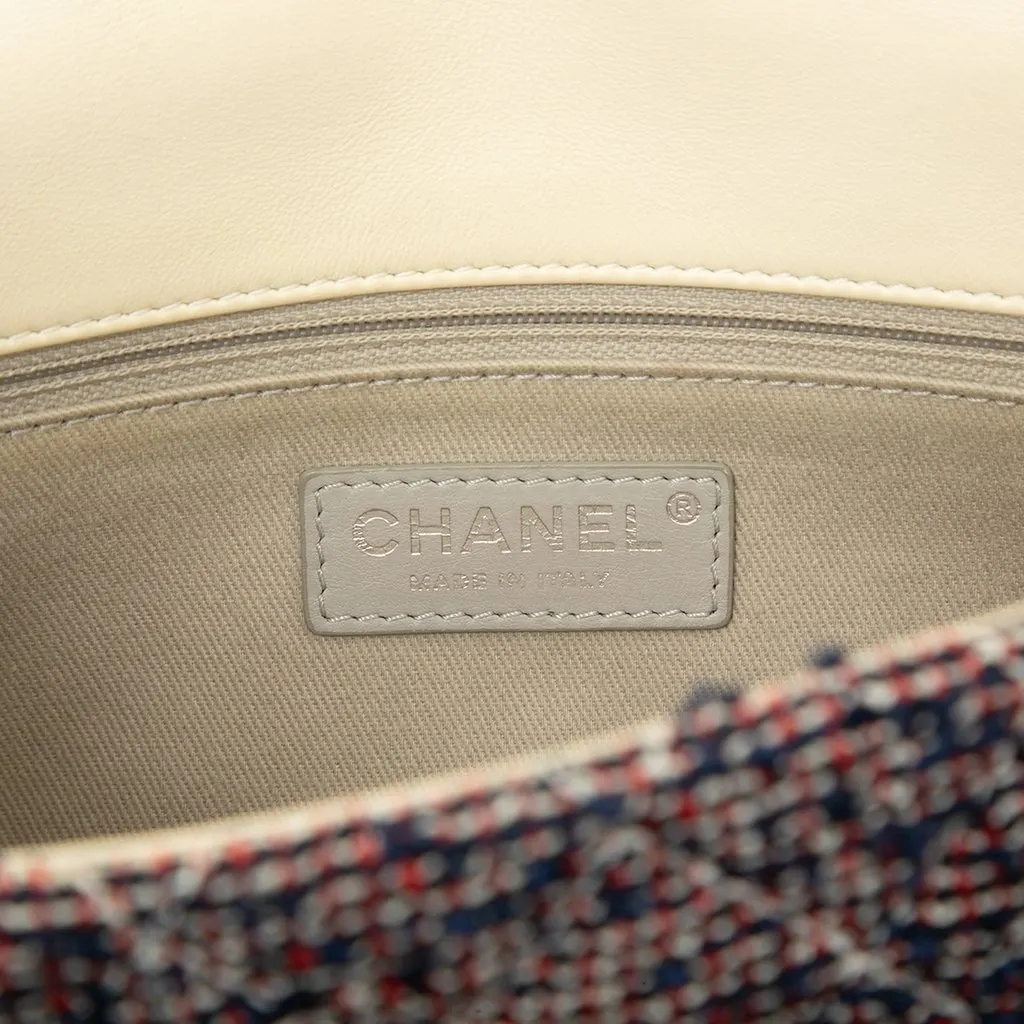 Chanel Medium Tweed Single Flap Blue Tweed Very good - Box View