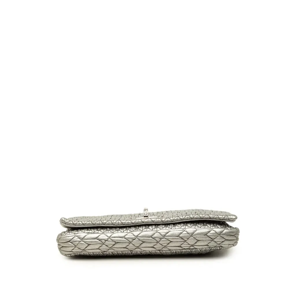 Miu Miu Matelasse Metallic Nappa Crystal Chain Satchel Silver Leather Very good - Inside View