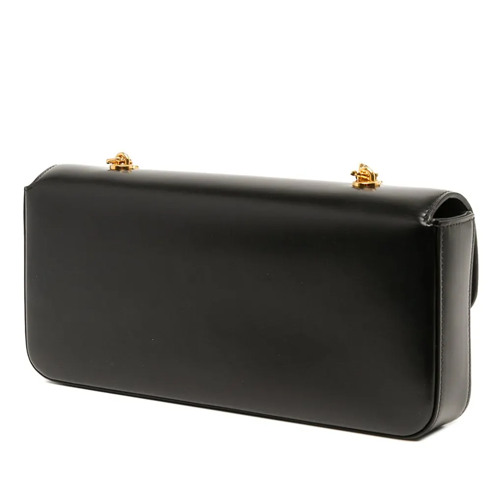 Celine Shiny Calfskin Triomphe Chain Shoulder Bag Black Leather Very good - Back View