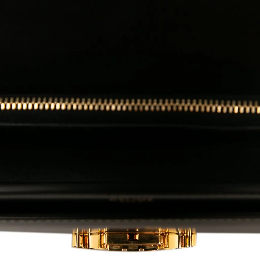 Celine Shiny Calfskin Triomphe Chain Shoulder Bag Black Leather Very good - Model View