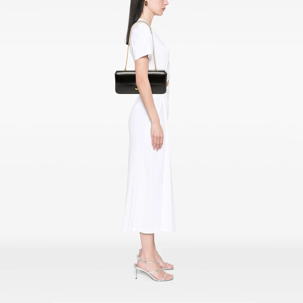 Celine Shiny Calfskin Triomphe Chain Shoulder Bag Black Leather Very good - Box View