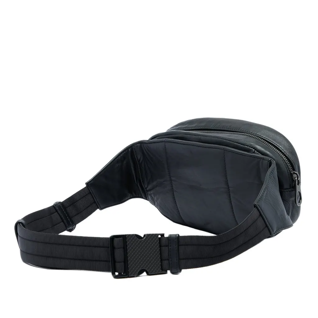 Bottega Veneta Intrecciato Trimmed Nappa Belt Bag Black Leather Very good - Back View