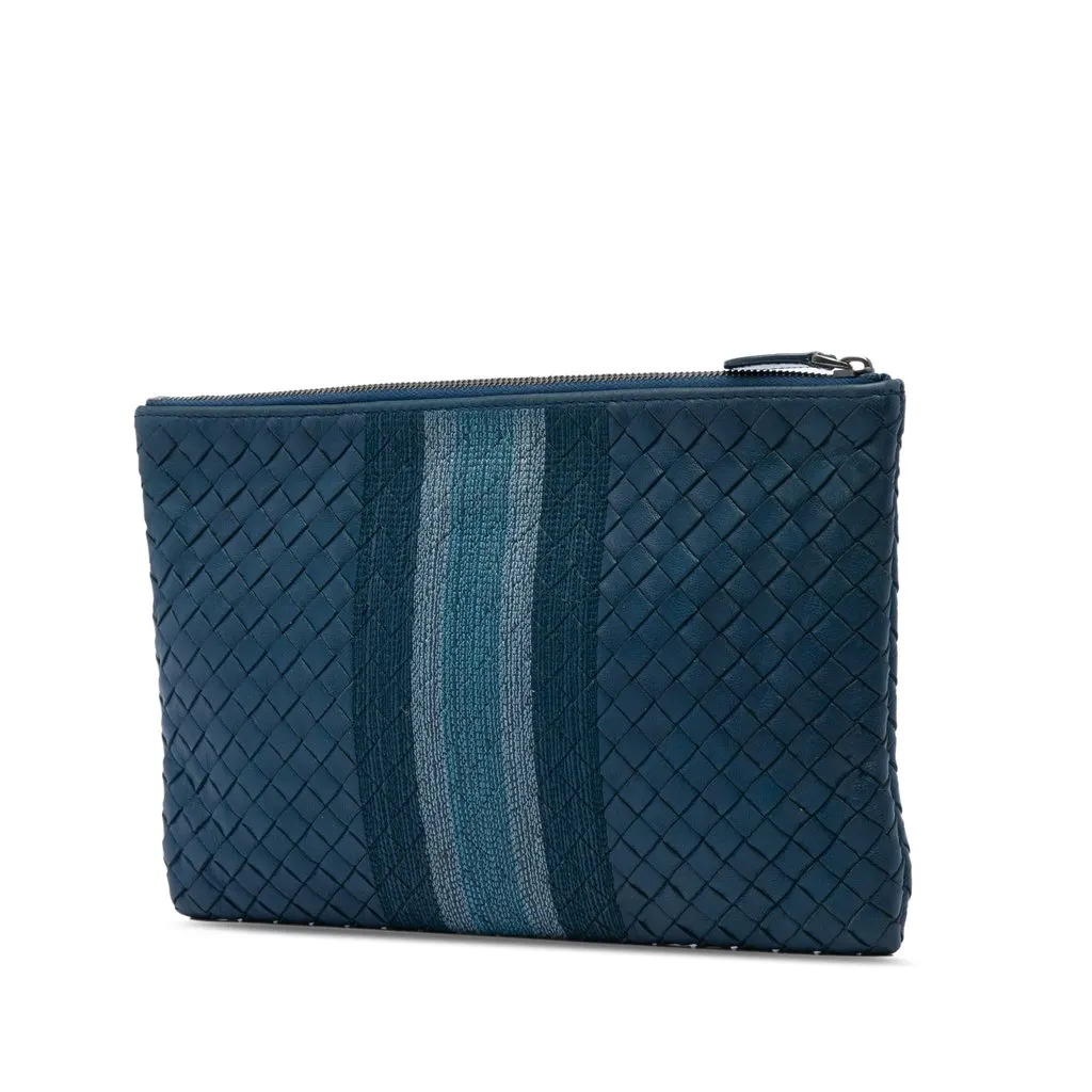 Bottega Veneta Nappa Intrecciato Line Stitch Clutch Blue Leather Very good - Back View