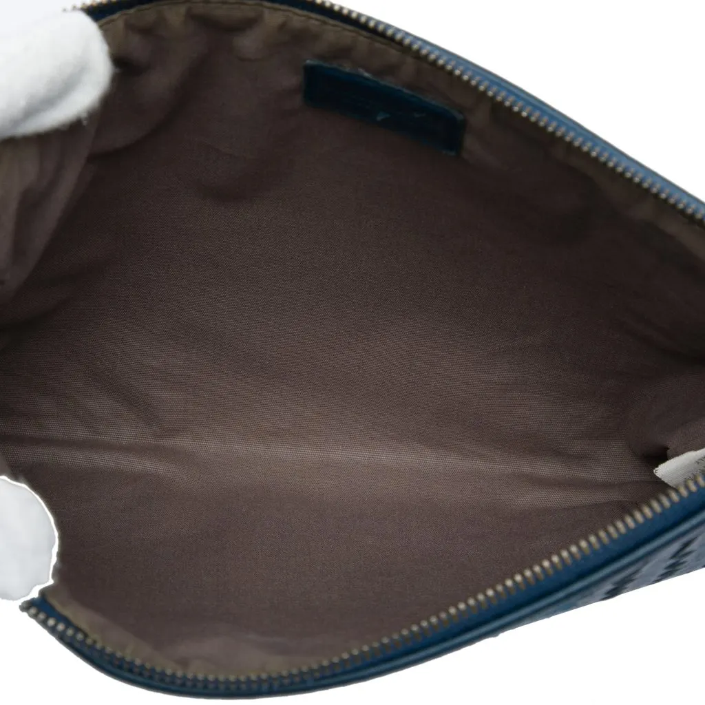 Bottega Veneta Nappa Intrecciato Line Stitch Clutch Blue Leather Very good - Model View