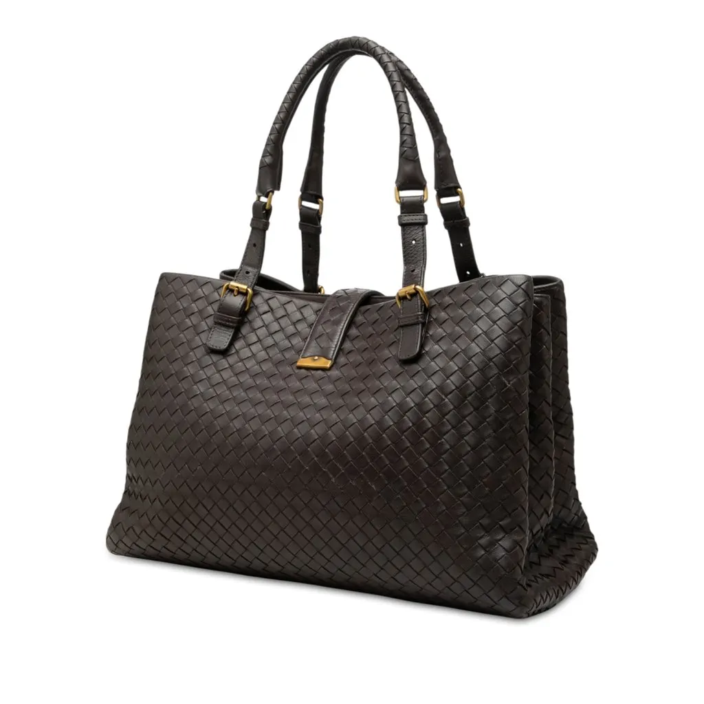 Bottega Veneta Medium Nappa Intrecciato Roma Tote Brown Leather Very good - Back View