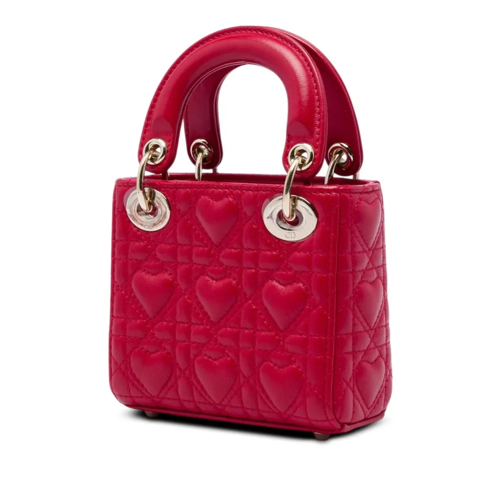 Dior DiorAmour Micro Lambskin Cannage Lady Dior Red Leather Very good - Back View