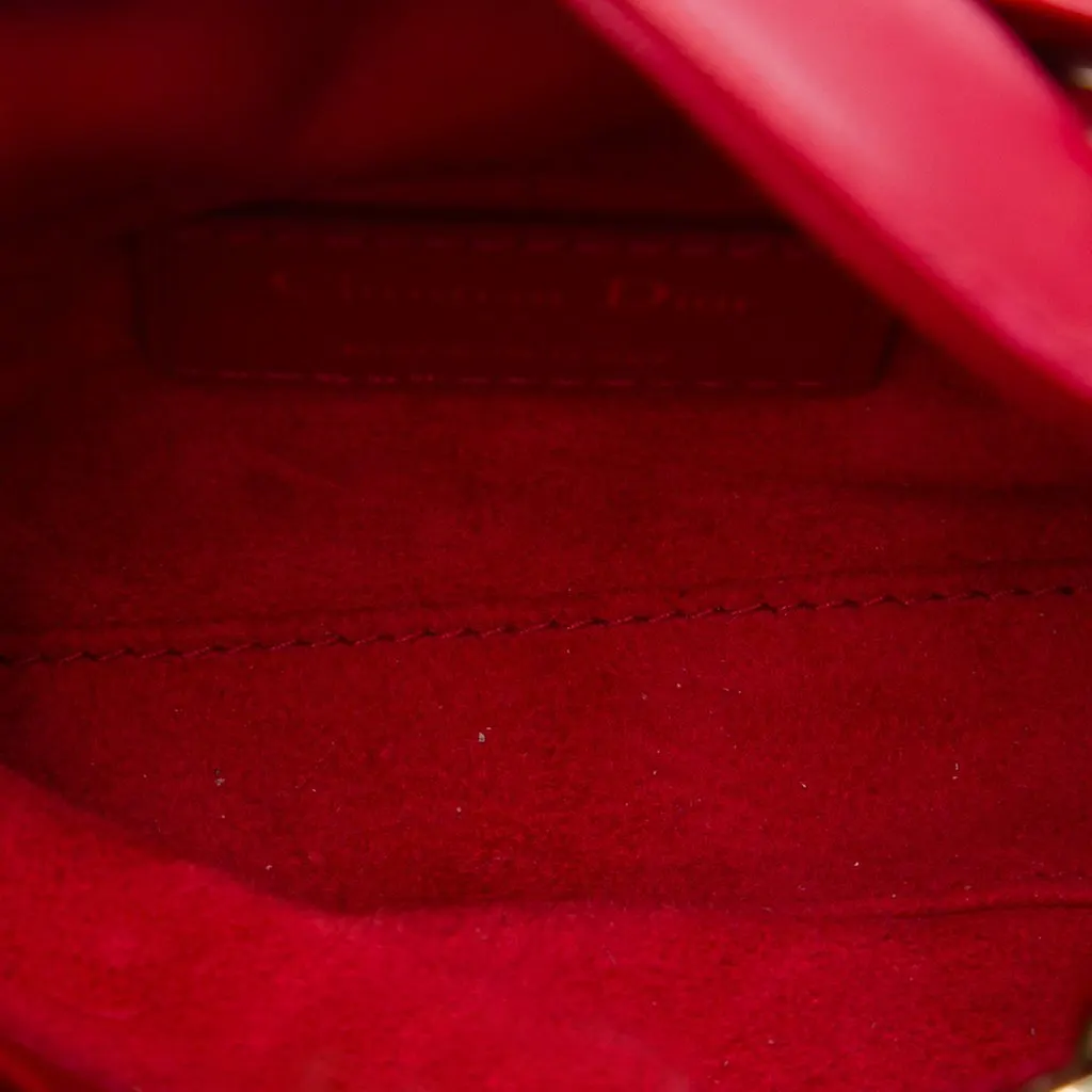 Dior DiorAmour Micro Lambskin Cannage Lady Dior Red Leather Very good - Model View