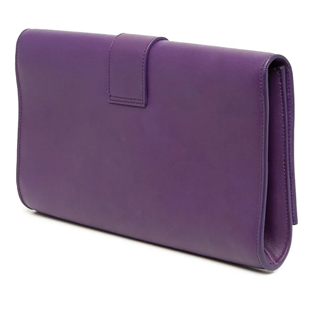 Saint Laurent Leather Chyc Ligne Clutch Purple Leather Very good - Back View