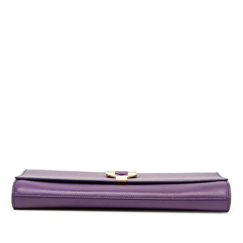 Saint Laurent Leather Chyc Ligne Clutch Purple Leather Very good - Inside View