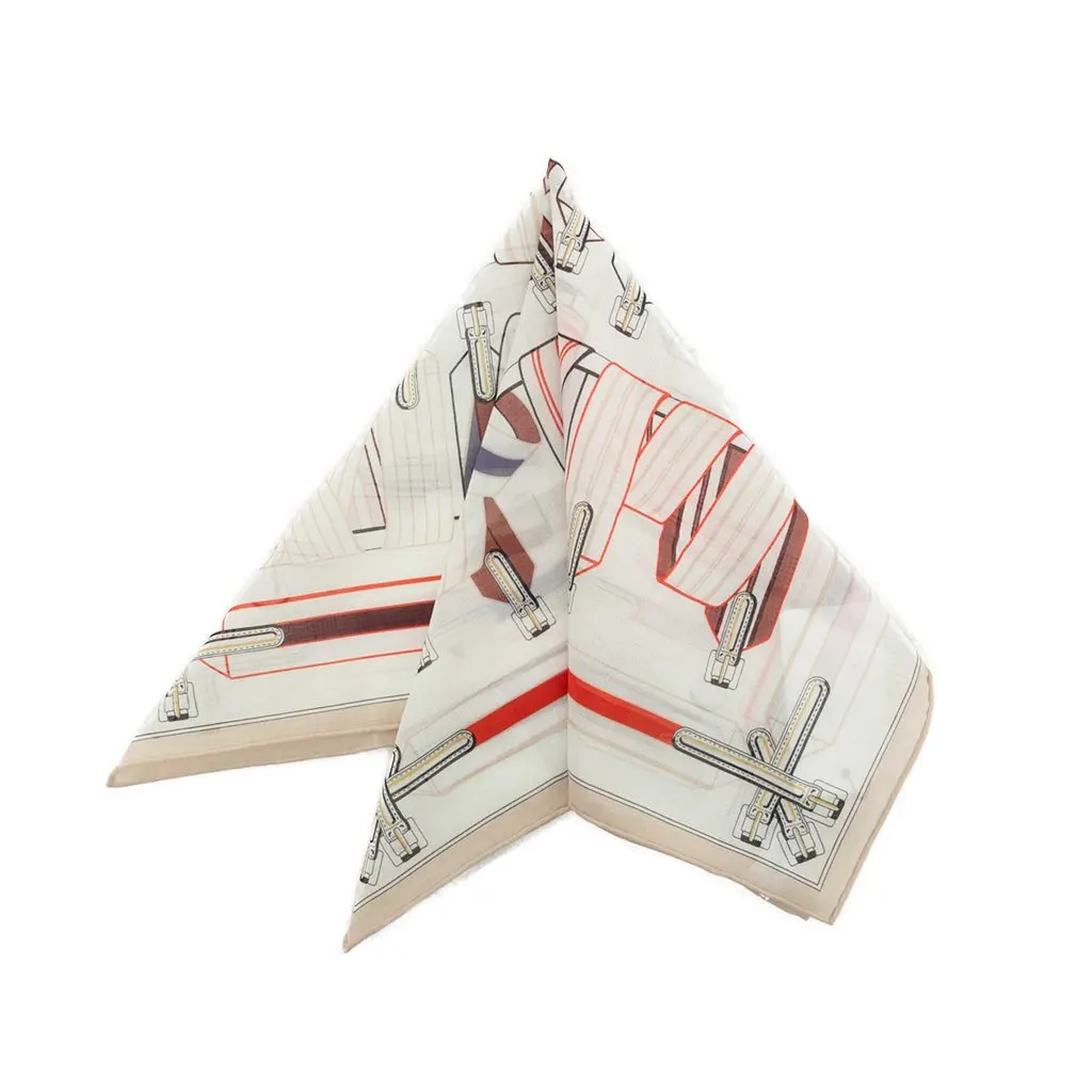 Hermès Les Sangles en Finesse Handkerchief White Cotton Never worn - Front View