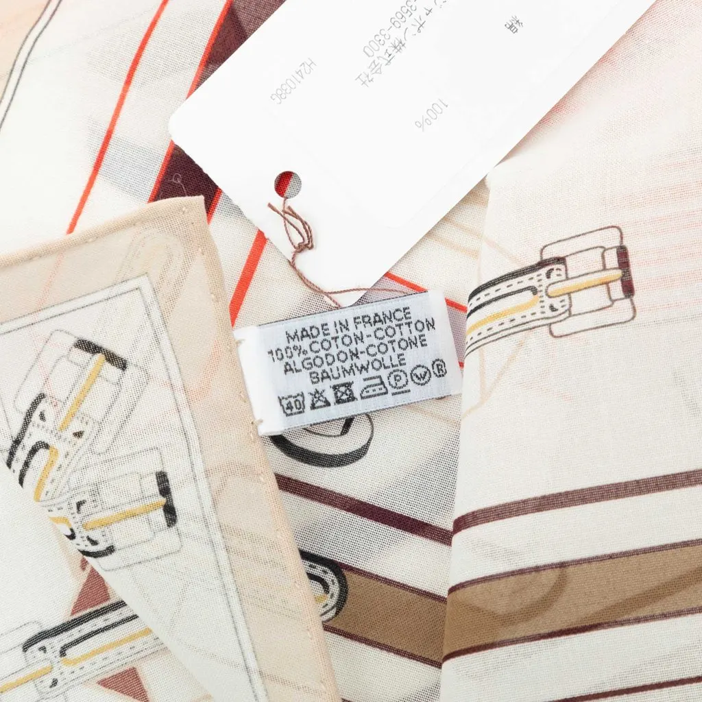 Hermès Les Sangles en Finesse Handkerchief White Cotton Never worn - Inside View