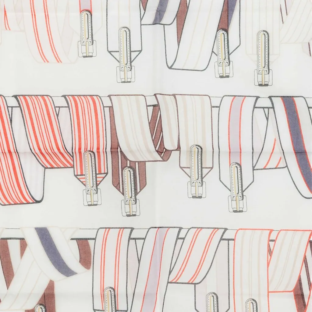 Hermès Les Sangles en Finesse Handkerchief White Cotton Never worn - Box View
