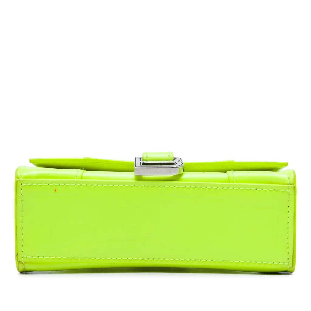 Balenciaga Mini Croc Embossed Calfskin Hourglass Top Handle Bag Green Leather Very good - Inside View