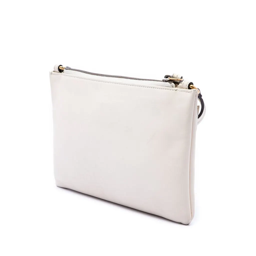 Gucci Small GG Marmont Matelasse Calfskin Double Zip Pochette Crossbody White Leather Very good - Back View