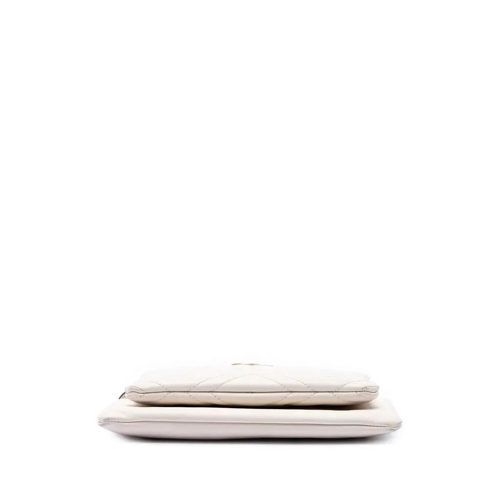 Gucci Small GG Marmont Matelasse Calfskin Double Zip Pochette Crossbody White Leather Very good - Inside View