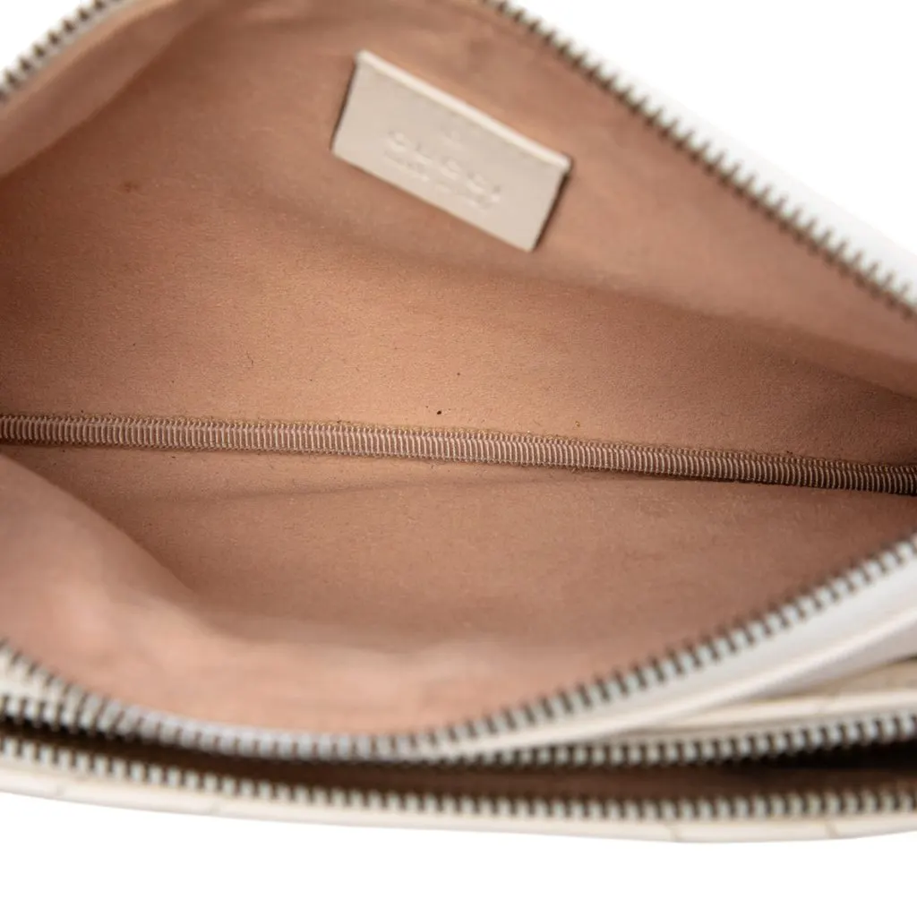 Gucci Small GG Marmont Matelasse Calfskin Double Zip Pochette Crossbody White Leather Very good - Model View