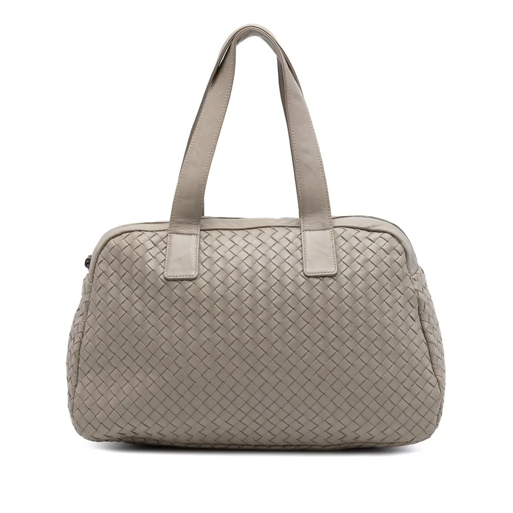 Bottega Veneta Nappa Intrecciato Handbag Brown Leather Good - Front View