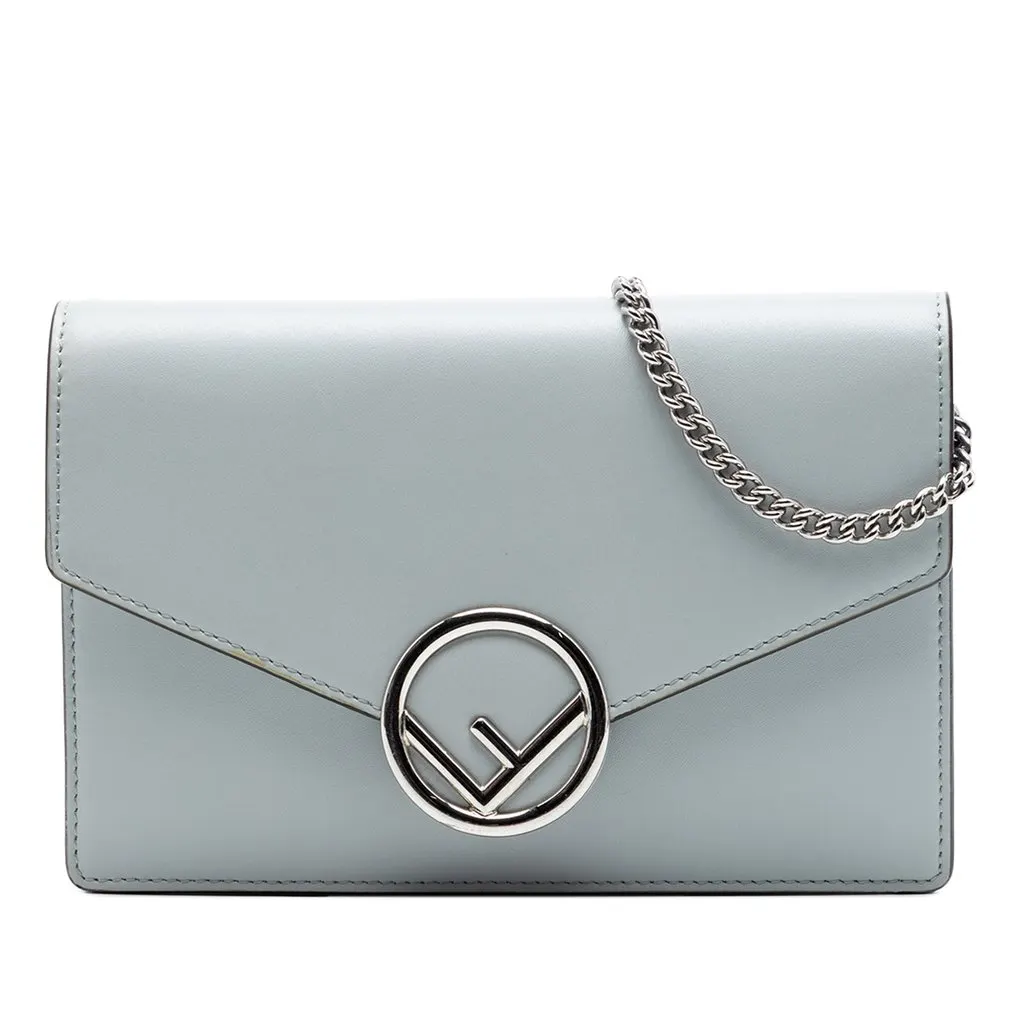 Fendi Leather F Is Fendi Envelope Wallet On Chain Silver Leather Very good - Front View