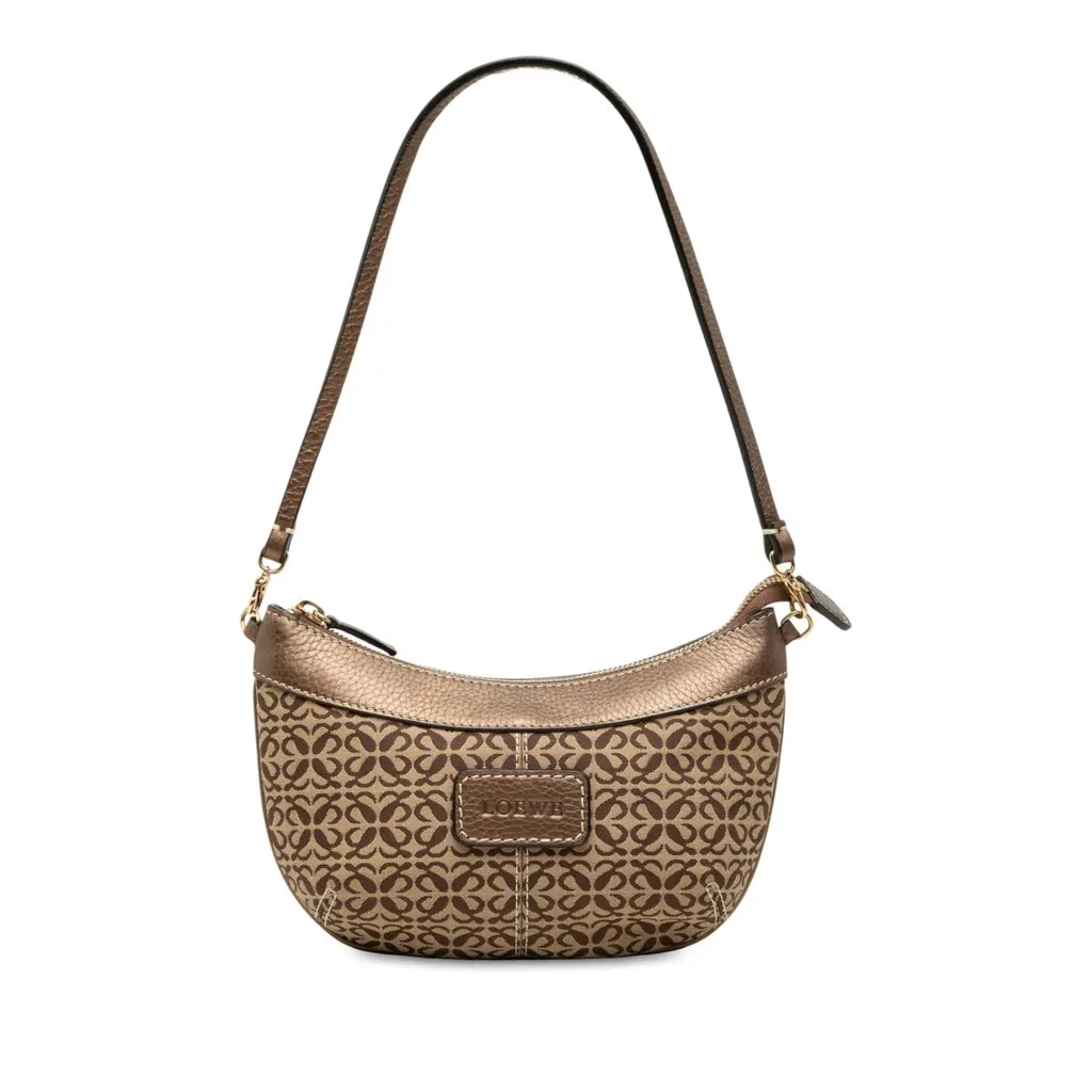 Loewe Anagram Canvas Shoulder Bag Brown Very good - Front View