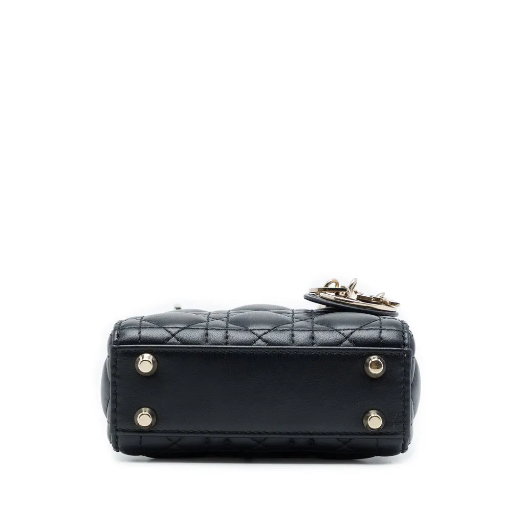 Dior Micro Lambskin Cannage Lady Dior Black Leather Very good - Inside View