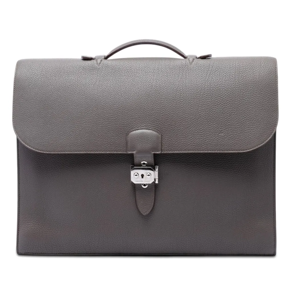 Hermès Togo Sac a Depeches 40 Brown Leather Very good - Front View