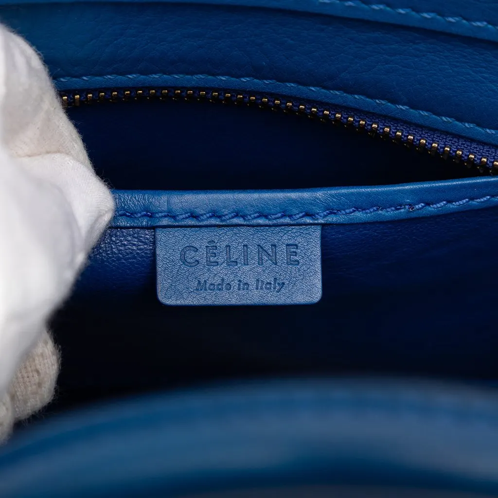 Celine Nano Leather Luggage Tote Blue Leather Very good - Box View