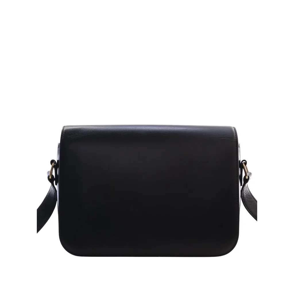 Celine Classique Shiny Calfskin Triomphe Crossbody Black Leather Very good - Back View