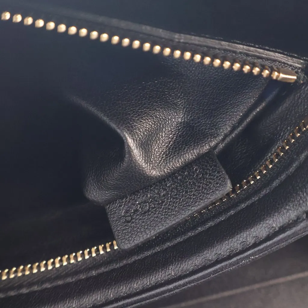 Celine Classique Shiny Calfskin Triomphe Crossbody Black Leather Very good - Model View