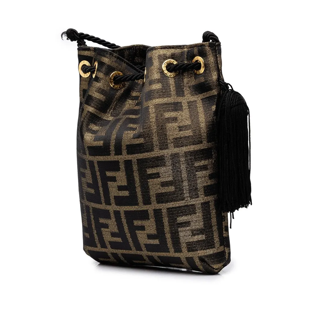 Fendi Zucca Canvas Drawstring Bucket Bag Brown Canvas Good - Back View