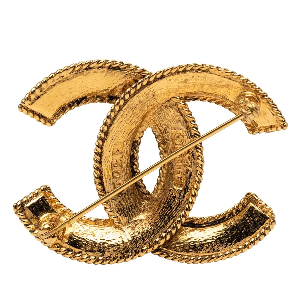 Chanel CC Gold Plated Filigree Brooch Gold Metal Very good - Back View