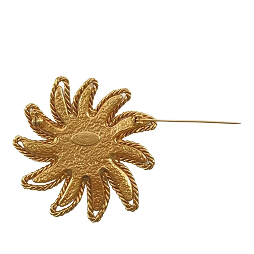 Chanel CC Gold Plated Sun Motif Brooch Gold Metal Very good - Back View